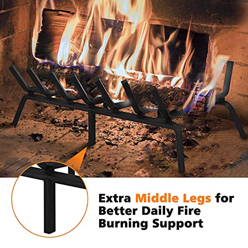 MCKE Fireplace Grate 24 inch Heavy Duty Solid Steel Fireplace Log