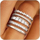 FROLOVER Stackable Silver/Gold Rings for Women Non Tarnish Trendy Dainty 14K Gold Plated Stacking Cubic Zirconia Thumb Ring Set Minimalist Promise Wedding Bands Engagement Rings for Women Size 6-10
