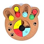 Rejea Pet Intelligence Toy Smart Interactive Feeding Treats Puzzle Fun Hide and Seek Food Wooden Feeder Bowl for Dogs Cats (Pattern Paw)