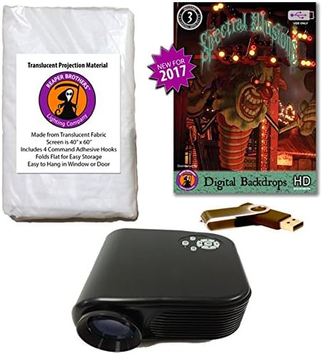 Spectral Illusions DIGITAL BACKDROPS Compilation Video Projector Kit on USB with Reaper Brothers Rear Projection Screen.