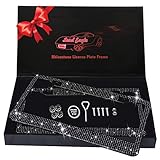 Lord Eagle License Plate Frame, 2 Pack Rhinestone License Plate Frames with GiftBox and 7 Shiny Crystal Rows,Over 1050 pcs 14 Facets SS16 Finest Handcrafted Luxury Black Rhinestone