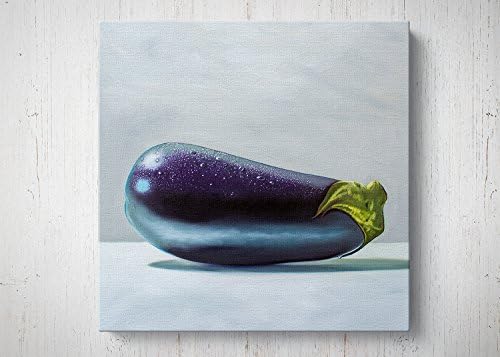 Dew Drop Eggplant - Oil Painting Giclee Gallery Wrapped Canvas Wall Art Print