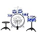 Best Choice Products 11-Piece Kids Beginner Drum Kit, Musical Instrument Toy Drum Set for Music Practice w/Bass, Toms, Snare, Cymbal, Stool, Stand Drumsticks - Blue