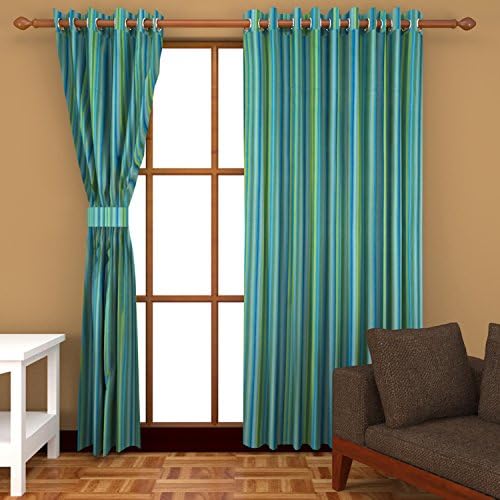 Swadeshi Store - Handloom Cotton Curtain - (54 x 90 inches) - Multi Stripe