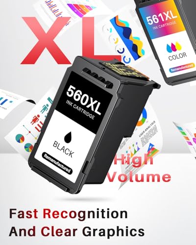 560 561 Cartridges PG-560XL CL-561XL Replacement for Canon Printer Cartridges 560 561 | Compatible with Canon Pixma TS5350 TS5351 TS5352 TS5353 TS5355 TS7451 TS7450 Printers (Black, Colour, 2-Pack)