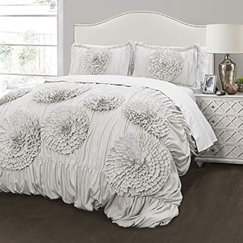Amazon.com: Lush Decor Serena Comforter Ruched Flower 3