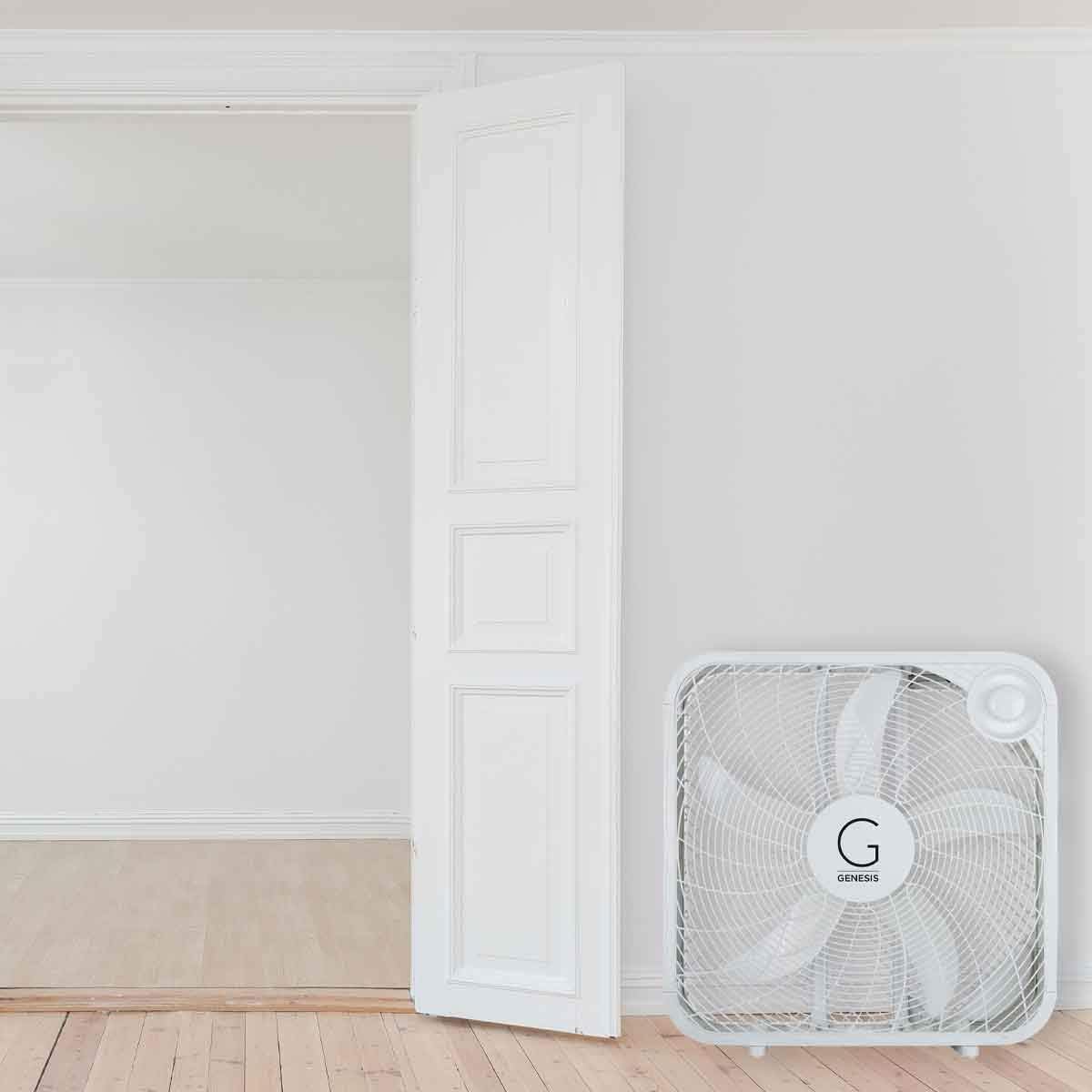 Genesis Box Fan, 3 Settings Max Cooling Technology, Carry Handle, 20 inch, White: Home & Kitchen