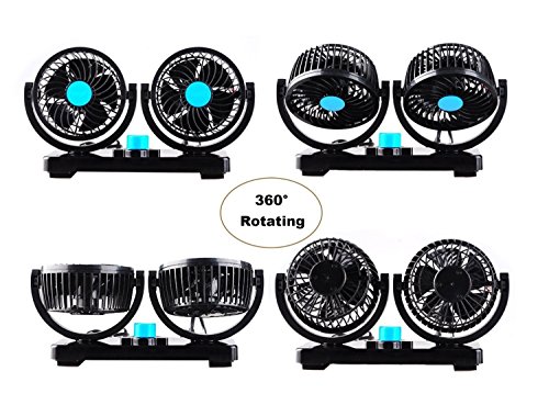 ETONG Car Electric Fan Vehicle Fan Car Auto Cooling Air Fan 2-Speed Rotatable 12V Ventilation Dashboard Electric Car Fans Summer Cooling Air Circulator