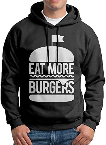 XiaoTing Mens Eat More Burgers Classic Sports Black Hoodies XL