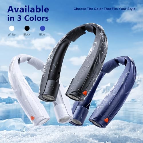Gentsvip Portable Neck Fan with Reading Light, 6-Speed Wearable Fan, 6000mAh USB-C Rechargeable Hands Free Fan, Summer Gifts for Men Women, for World Cup, Outdoor Work, Travel, Camping - Black