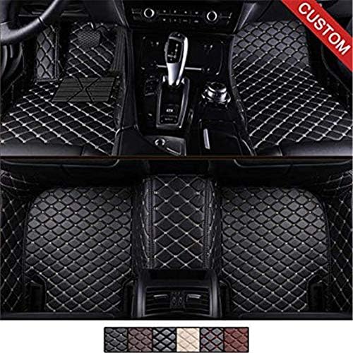 Custom Car Floor Mats for Mercedes-Benz C Class W203 Sedan 2000-2007, Laser Measured Faux Leather All Weather Full Coverage Waterproof Carpets XPE Car Liner (Black with Beige Stitching)