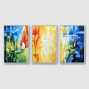 Framed Canvas Wall Art for Living Room, Bedroom Abstract Color Collage Pattern Canvas Prints for Home Decoration Ready to Hanging - 16"x24"x3 Panels