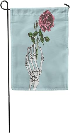 Amazon Com Semtomn Garden Flags 12 X 18 Rose Hand Skeleton
