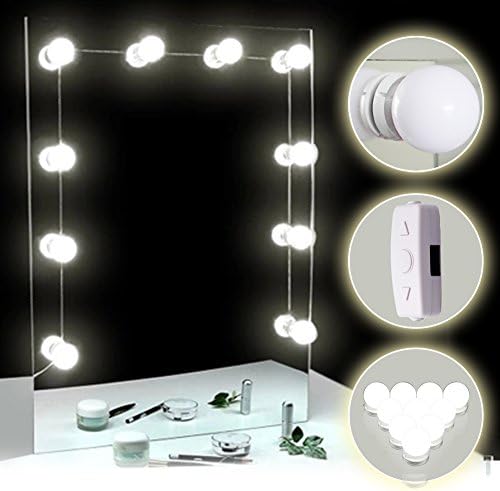 TOMNEW Vanity Mirror Lights, Hollywood Style LED Mirror Lights Kit 10 Dimmable Bulbs Kit for Makeup Dressing Table with Touch Dimmer and Power Supply Plug in Lighting Fixture Strip