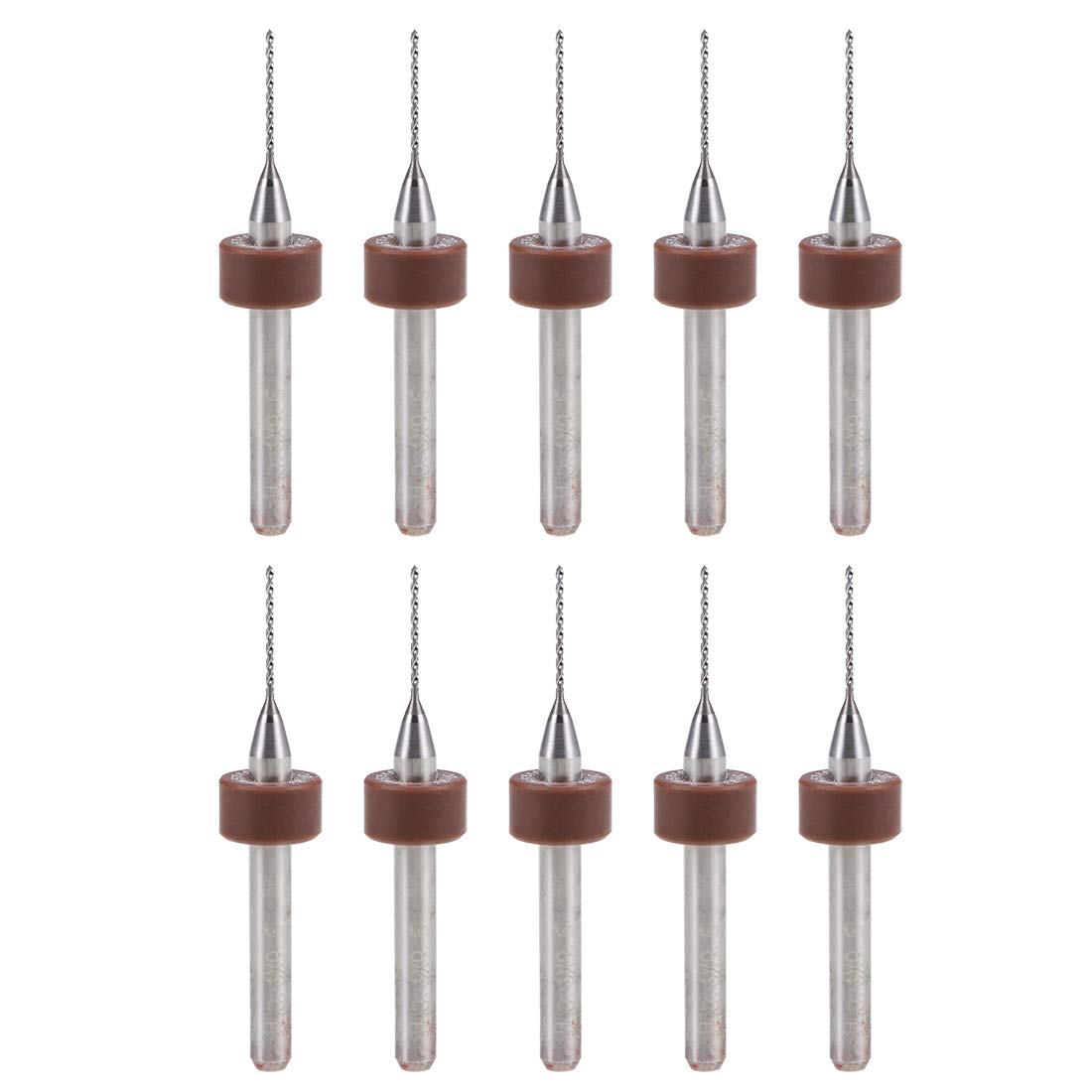 sourcing map PCB Drill Bits 0.6mm Tungsten Carbide Rotary Tool Jewelry CNC Engraving Print Circuit Board Micro Drill Bits 1/8 Inch Shank 10 Pcs