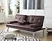 Naomi Home Low Profile Design: Convertible Folding Futon Sofa Bed Sleeper Couch for Living Room Faux Leather Upholstered Futon Sofa with Armrests, Metal Legs, 2 Cup Holders, Espresso