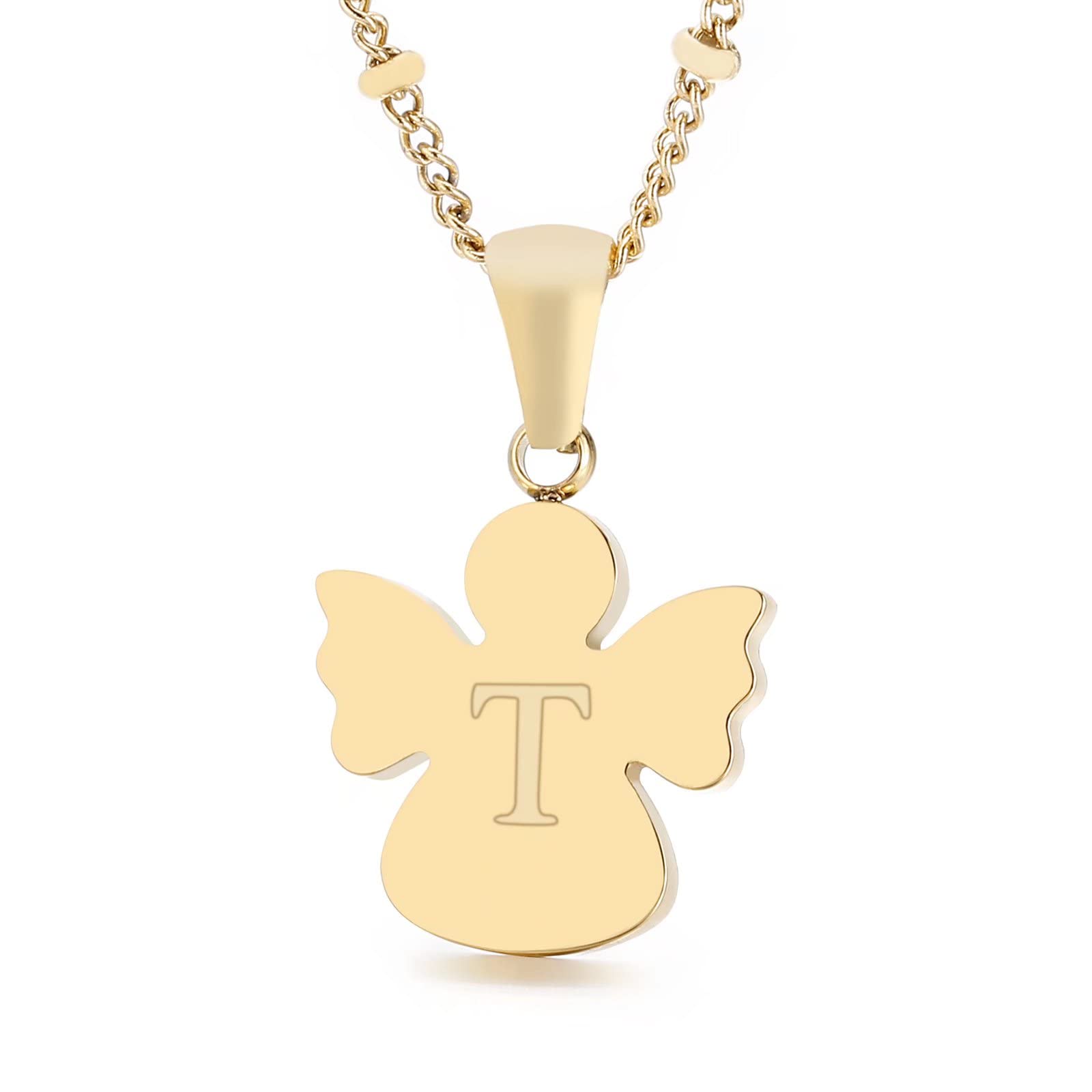 Qings Initial T pendant chain, 26 letters Golden angel chain, chain length 50 cm