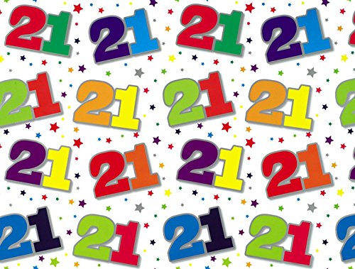 Special Age 21 Gift Wrapping Paper 1 Sheet & Matching Gift Tag - 21st Birthday