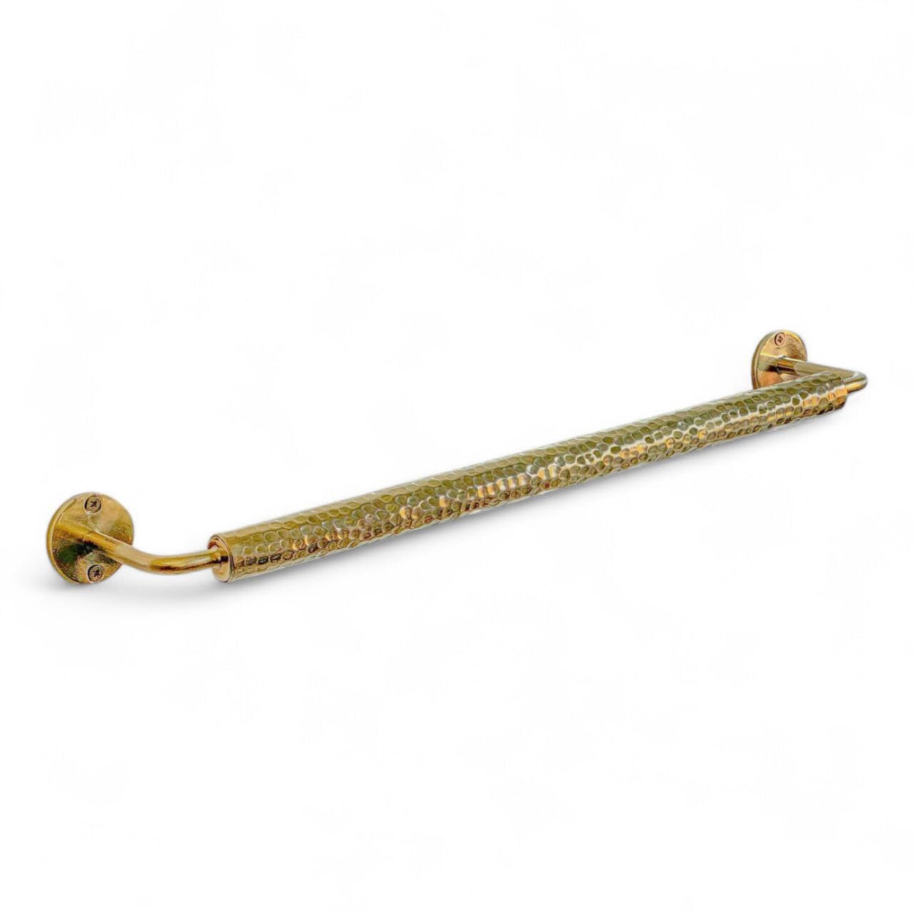 Photo 1 of Handcrafted Unlacquered Antique Brass Towel Bar for Bathroom Wall | Decorative Gold Wall-Mounted Towel Rod | Elegant Bathroom Accessory for Vintage Decor and Hardware Sets