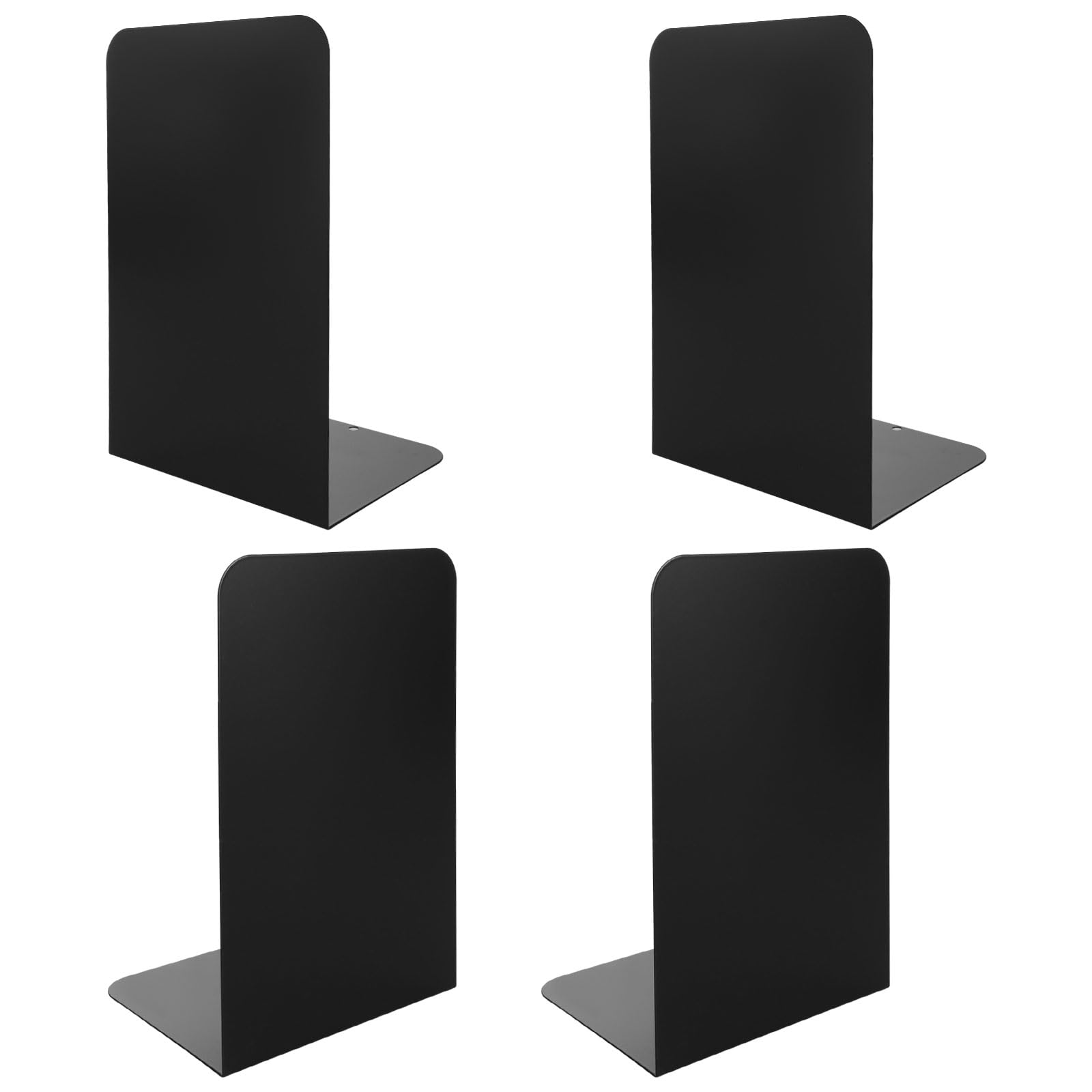 ASelected Heavy Metal Bookend Two Pairs Of Black Bookend L Shaped Bookends With Non Slip Mat Home Office Library Bookshelf (4Pcs)