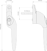 Truly PVC Supplies Yale Quartus Cranked Window Handle White 40mm Spindle Key view 4