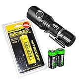 Nitecore MH20GT CREE LED 1000 Lumen 395 yards beam USB Rechargeable Flashlight, Nitecore NL189 18650 3400mAh rechargeable Li-ion battery, USB cable, Holster 2 X EdisonBright Cr123A batteries bundle