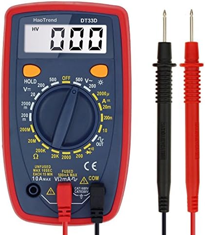 Digital Multimeter, HaoTrend AC/DC Current/Voltage Resistance Diode Digital Meter/Tester for Outlets, Fuses, Battery, Charging System, Automotive etc