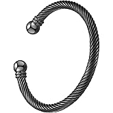 Stainless Steel Twisted Cable Wire Bracelets with Hook Clasp Stylish Roman Digital Bangle Bracelet for Women