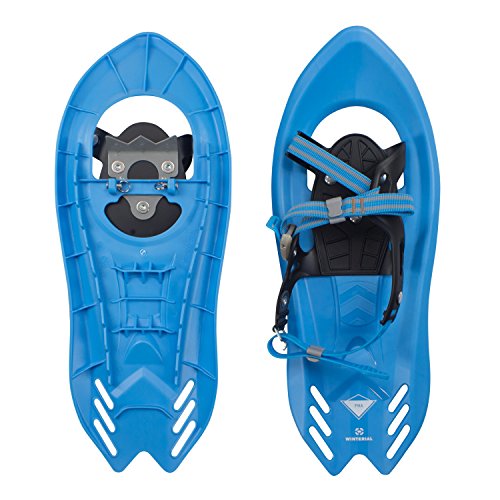 Winterial Pika Kids Snowshoes 18 inch Lightweight Aluminum Flat Terrain Snow Shoes, Blue
