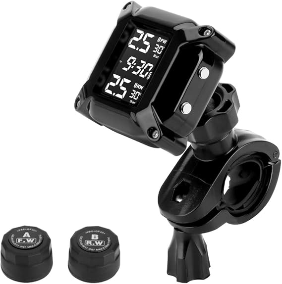 Jansite Motorcycle TPMS Wireles Tire Pressure Monitoring System with 2 ...