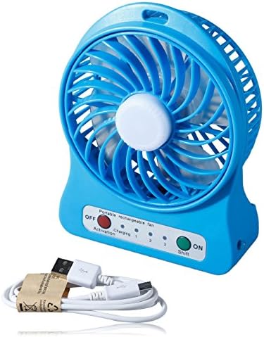 FlashDealer USB MINI Fans Portable with USB cable for Traveling Fishing Camping Hiking Backpacking BBQ Baby Stroller Picnic Biking Boating (A, Blue)