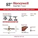 Honeywell Ceiling Fans Royal Palm, 52 Inch Tropical LED Ceiling Fan with Light, Pull Chain, Three Mounting Options, Hand Carved Solid Wood Blades - Model 50504-01 (Aged Brass)