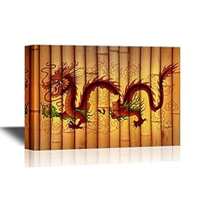 Chinese Culture Chinese Dragon on Bamboo Style Background