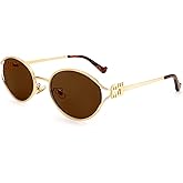 Dollger Retro Oval Sunglasses for Women Trendy Gold Frame Small 90s Designer Shades Sunglasses