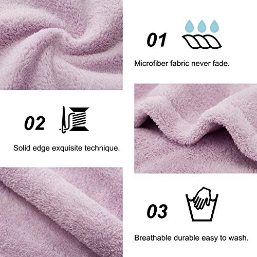 Hair Towel Wraps for Women Long Hair, Double-Deck Microfiber Hair Towel for Curly Hair Quick Magic Hair Dry Hat Super Absorbent Soft Hair Drying Towels, Fast Drying Never Falls Off Pink Purple