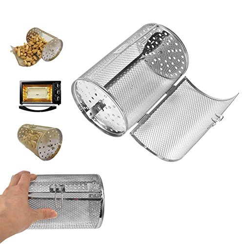 Stainless Steel Rotisserie Grill Roaster Drum Oven Basket Bakeware Oven Roast Baking Rotary Nuts Beans Peanut Basket BBQ Grill 1218cm