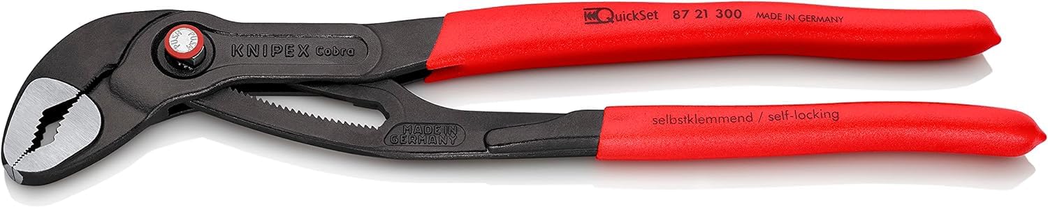 KNIPEX Cobra Quickset High-Tech Water Pump Pliers with Non-Slip Plastic Coating 300 mm, 87 21 300