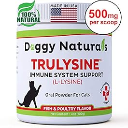 L Lysine for Cats Immune Viralys Support Oral Granule Powder – 500 mg per serving ( 4oz) – Cats & Kittens, Immune Health, Sneezing, Runny Nose,Squinting Palatable Fish & Poultry Flavor L Lysine Powder