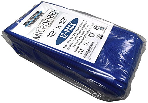 (12-Pack) 12 in. x 12 in. Commercial Grade All-Purpose Microfiber HIGHLY ABSORBENT, LINT-FREE, STREAK-FREE Cleaning Towels - THE RAG COMPANY (Royal Blue) - Thumbnail 2