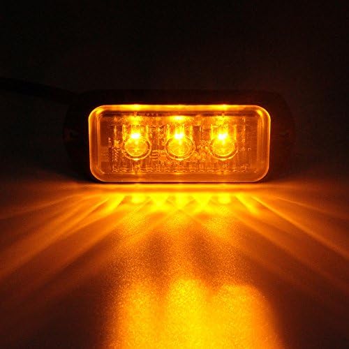 GPPOWER Universal super thin 3-LED amber 3-Flashing Mode Car Truck Warning Caution Emergency Construction Strobe Light Bar (03T, 1pc)