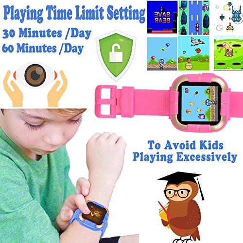 1.5 "Touch Kids Game Smart Watch [Walkie Talkie Edition] for Ages 3-12 Boys Girls Toddlers Digital Wrist Watch with Camera Pedometer Alarm Kids Electronic Learning Toy Birthday Gift-Pink - Thumbnail 4