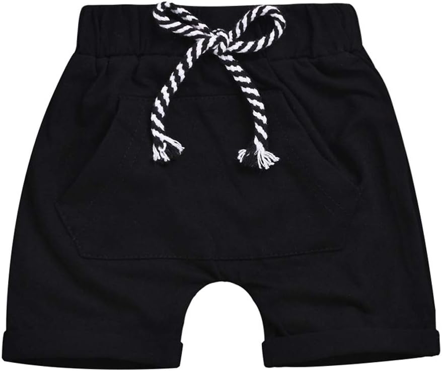 Toddler Baby Boy Casual Beach Shorts Solid Drawstring Elastic Pocket Sweatpants Trousers Pants Bottoms