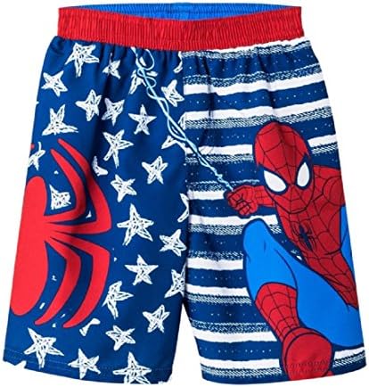 Marvel Boys Spider Man Stripes and Stars Toddler Swim Trunks (3T)