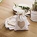 30pcs Burlap Bags Gift Pouches Heart Small Candy Jewelry Storage Package Sack for Wedding Bridal Shower Birthday Party Christmas Valentine's Day Favors DIY Craft, White 5.5x3.7 Inch