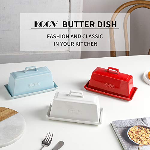 KOOV Porcelain Butter Dish With Lid, Perfect for East West Coast Butter