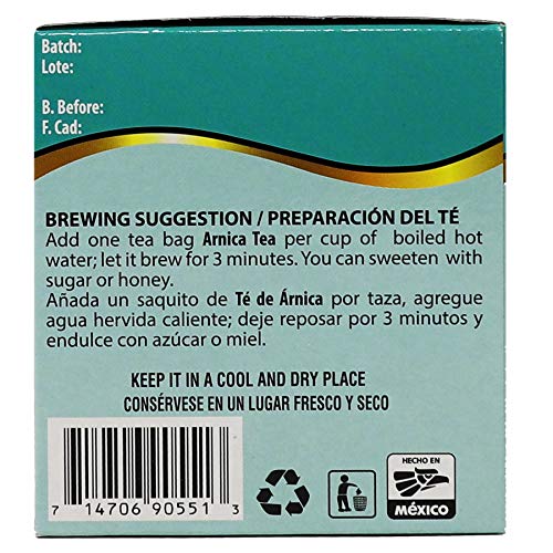 Herbacil Arnica Tea, Caffeine-Free, 3-Pack, 0.88 Oz, 25 Tea Bags per Box (75 Tea Bags)