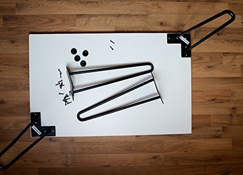 TradeGear Double Rod Hairpin Table Legs, 16 Inch Mid-Century Style Coffee Table Legs, Heavy Duty ÃƒÆ’Ã‚â€šÃƒâ€šÃ‚Â½ Inch Double Weld Steel with Black Powder Finish, Includes Floor Protector Feet and Screws, Set of 4