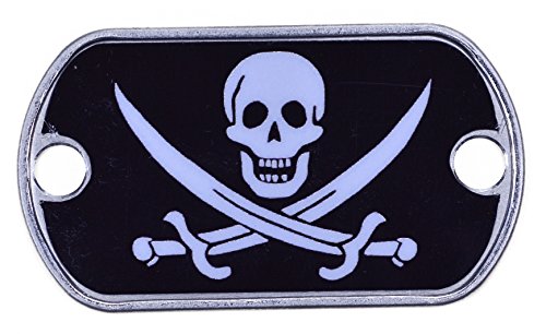 Jolly Rogger Skull and Crossbone Dual Hole - Regular Size Dog Tag - Great For Bracelets