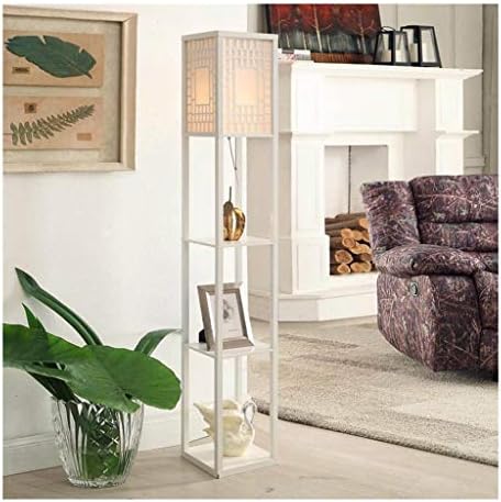 Floor Lamp with Shelves-Bedroom Bedside Storage Standing Light with Bookshelf-Living Room Study LED Soft Light Lighting Decoration Lamp (Color : White, Size : 40cm*40cm*183cm)