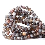 Qiwan 45PCS 8mm Natural Botswana Sardonyx Agate Gemstone Round Loose Beads for DIY Jewelry Making 1 Strand 15